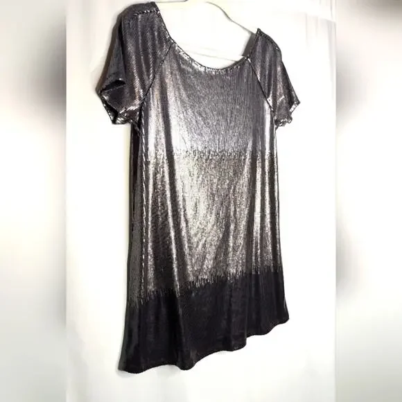 Free People Drenched in Sequins Shimmery Ombre Scoop Back Mini Dress Gunmetal XS - Picture 5 of 8